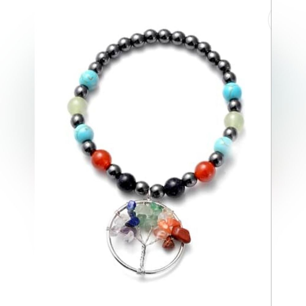 Magnetized Hematite 7 Chakra Bracelet‎